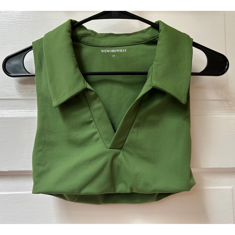 WeWoreWhat Green Sleeveless Polo V-Neck Collared Swim Top Size Small NWOT!